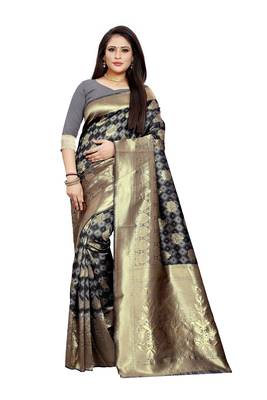 Multicolor woven banarasi silk saree with blouse 2