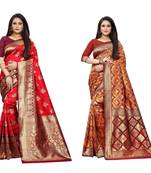 Multicolor woven banarasi silk saree with blouse