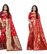 Multicolor woven banarasi silk saree with blouse