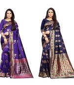 Multicolor woven banarasi silk saree with blouse