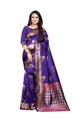 Multicolor woven banarasi silk saree with blouse 2