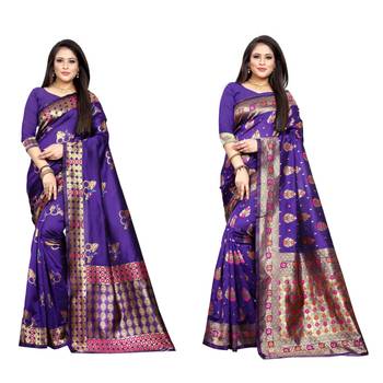 Multicolor woven banarasi silk saree with blouse 1