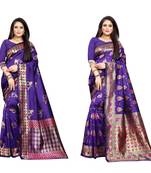 Multicolor woven banarasi silk saree with blouse