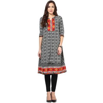 Black printed polyester kurtas-and-kurtis 1