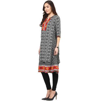 Black printed polyester kurtas-and-kurtis 3