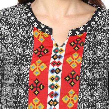 Black printed polyester kurtas-and-kurtis 5