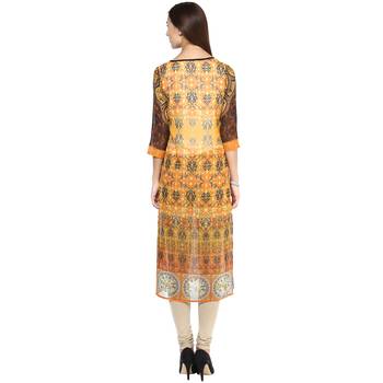 Orange printed polyester kurtas-and-kurtis 2