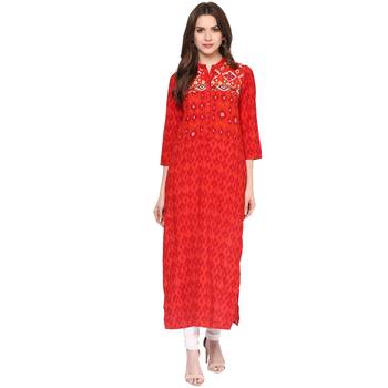 Red printed polyester kurtas-and-kurtis 1