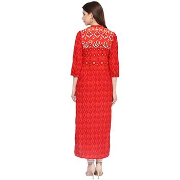 Red printed polyester kurtas-and-kurtis 2