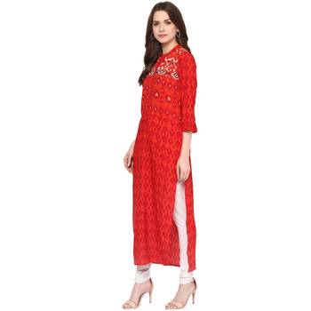 Red printed polyester kurtas-and-kurtis 3