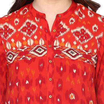 Red printed polyester kurtas-and-kurtis 5