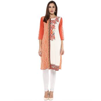 Off white printed polyester kurtas-and-kurtis 1