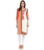 Off white printed polyester kurtas-and-kurtis