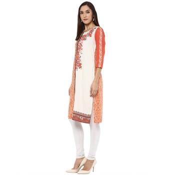 Off white printed polyester kurtas-and-kurtis 3
