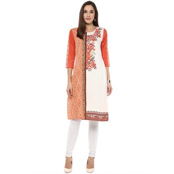 Off white printed polyester kurtas-and-kurtis 4