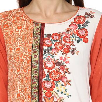 Off white printed polyester kurtas-and-kurtis 5