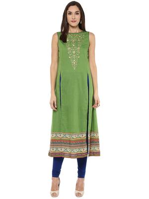 Green printed viscose kurtas-and-kurtis 1