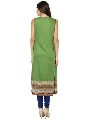 Green printed viscose kurtas-and-kurtis 2