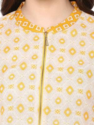 Yellow printed polyester kurtas-and-kurtis 5