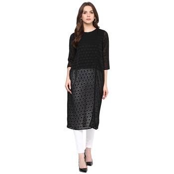 Black printed polyester kurtas-and-kurtis 1