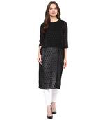 Black printed polyester kurtas-and-kurtis