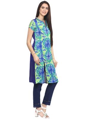 Green printed polyester kurtas-and-kurtis 3