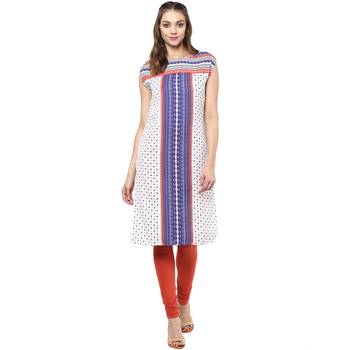 Off white printed polyester kurtas-and-kurtis 1