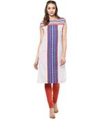 Off white printed polyester kurtas-and-kurtis