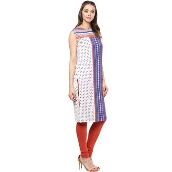 Off white printed polyester kurtas-and-kurtis 5