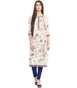 Purple printed polyester kurtas-and-kurtis
