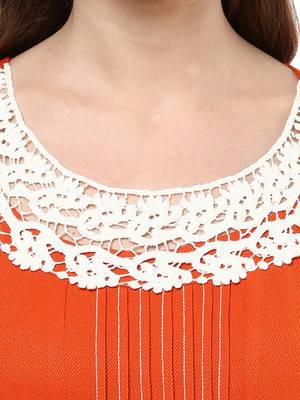 Orange printed polyester kurtas-and-kurtis 5