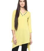 Yellow printed polyester kurtas-and-kurtis