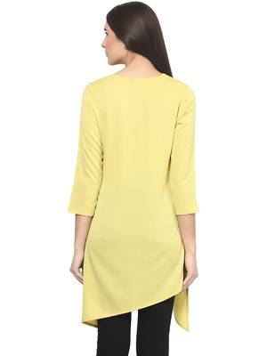 Yellow printed polyester kurtas-and-kurtis 2