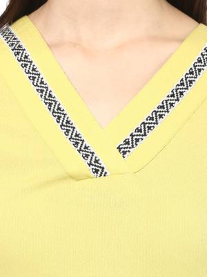 Yellow printed polyester kurtas-and-kurtis 5