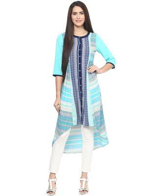Blue printed polyester kurtas-and-kurtis 1