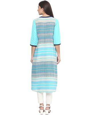 Blue printed polyester kurtas-and-kurtis 2