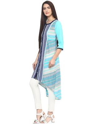 Blue printed polyester kurtas-and-kurtis 3