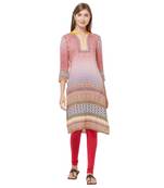 Purple printed viscose kurtas-and-kurtis