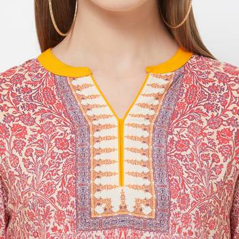 Purple printed viscose kurtas-and-kurtis 5