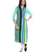Blue printed polyester kurtas-and-kurtis