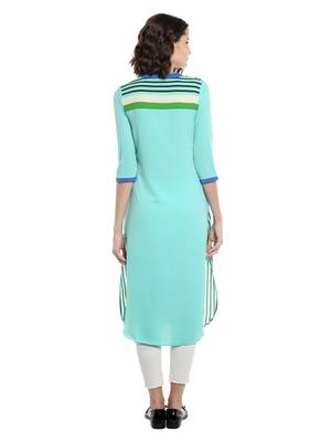 Blue printed polyester kurtas-and-kurtis 2