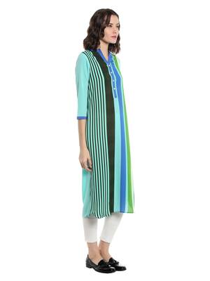 Blue printed polyester kurtas-and-kurtis 3