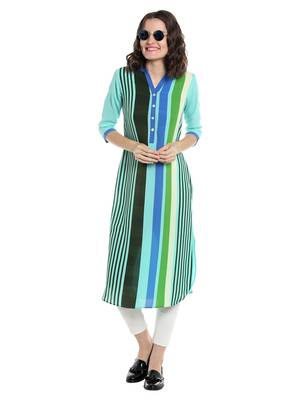 Blue printed polyester kurtas-and-kurtis 5