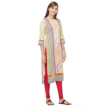 Beige printed polyester kurtas-and-kurtis 2