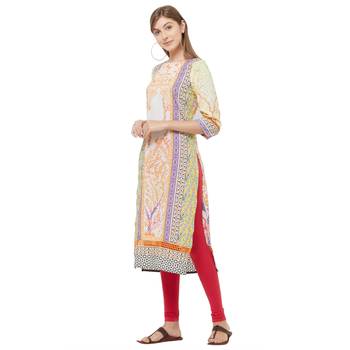 Beige printed polyester kurtas-and-kurtis 3