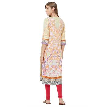 Beige printed polyester kurtas-and-kurtis 4