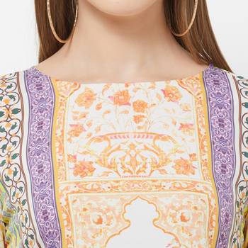 Beige printed polyester kurtas-and-kurtis 5
