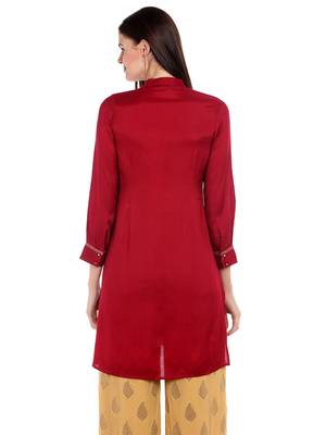 Maroon printed viscose kurtas-and-kurtis 3