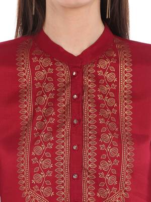Maroon printed viscose kurtas-and-kurtis 5