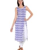 Blue printed polyester kurtas-and-kurtis